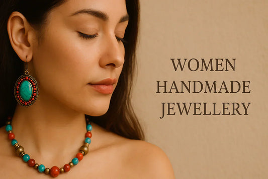 Handmade jewellery for women with multicolored beads and crochet detailing