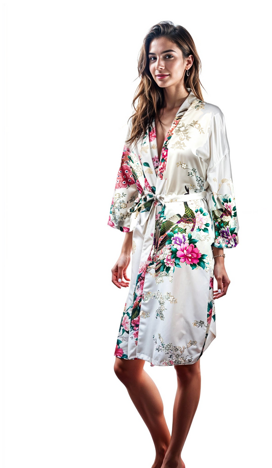 Kimono Robe Peacock - Lightweight Women's Robe | Indulge in Affordable Luxury