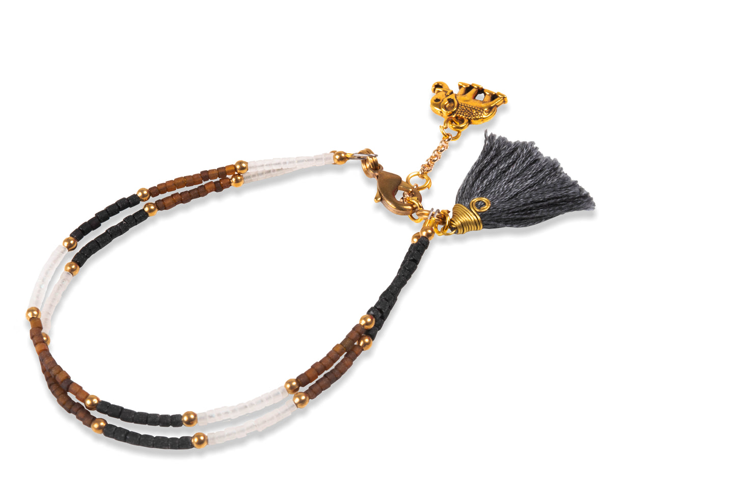 Bracelet Double Line Beaded Pom stylish Charms Bohemian Jewellery Unique Accessories