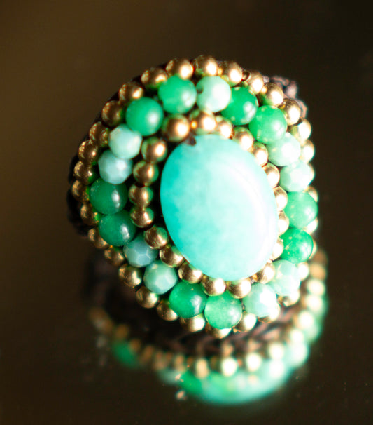 Multi-Gemstone Adjustable Macrame Rings