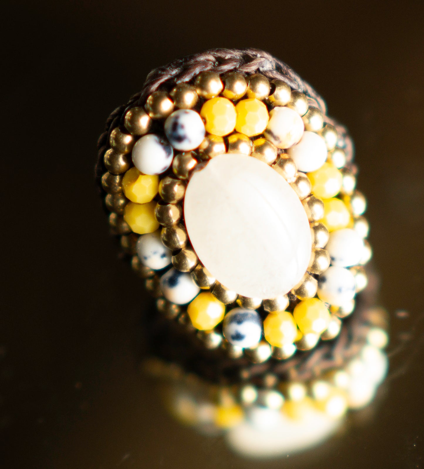 Multi-Gemstone Adjustable Macrame Rings