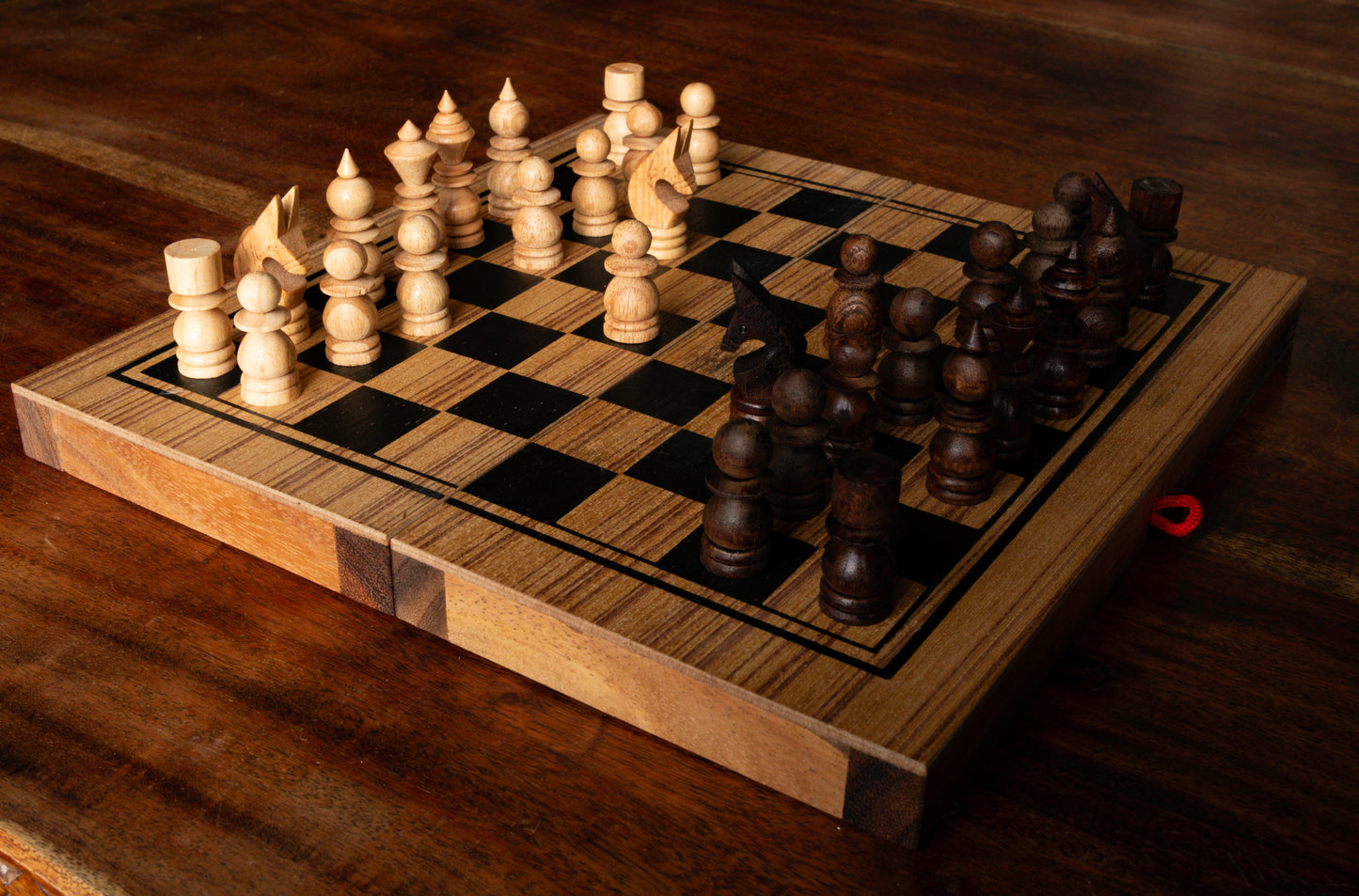 Handcrafted Wooden Game Set 3-in-1 Chess, Backgammon, Checkers Set - Elegant Marquetry