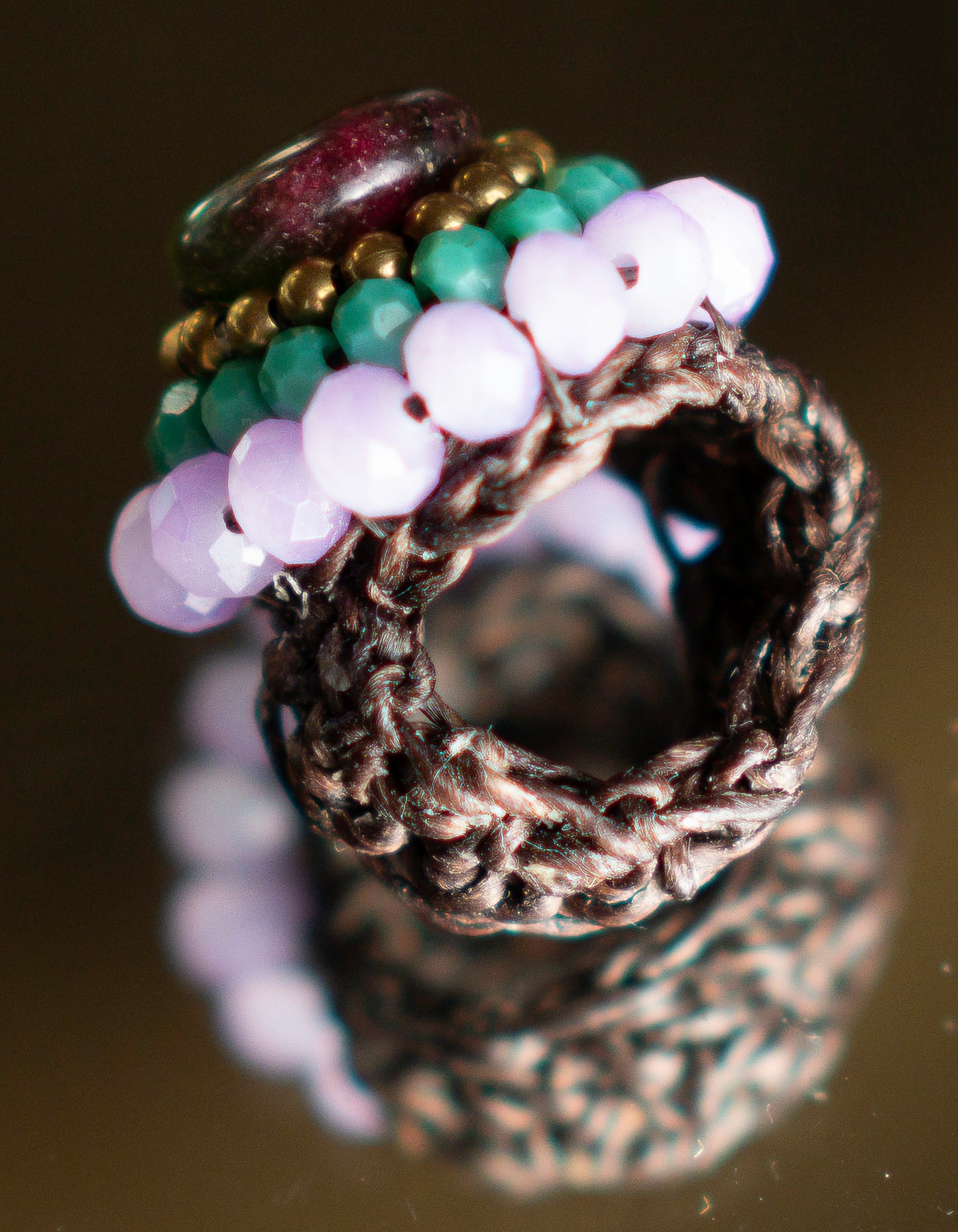 Multi-Gemstone Adjustable Macrame Rings