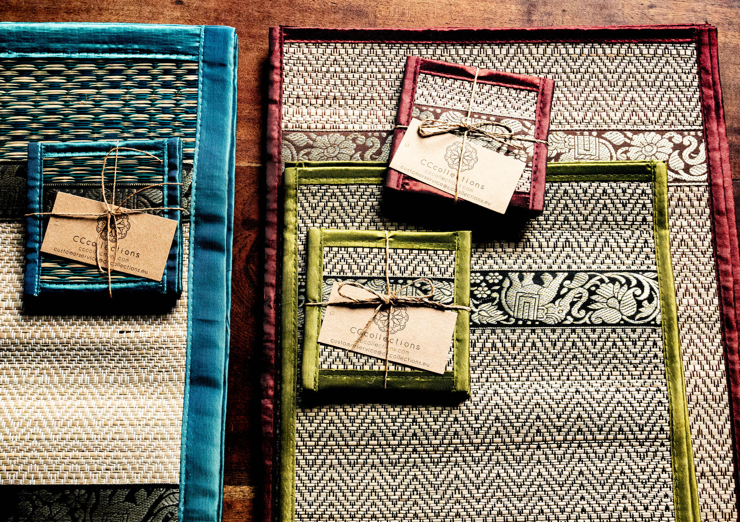 Eco-Friendly Hand-Woven Wicker Reed Thai Style Placemats and Coasters