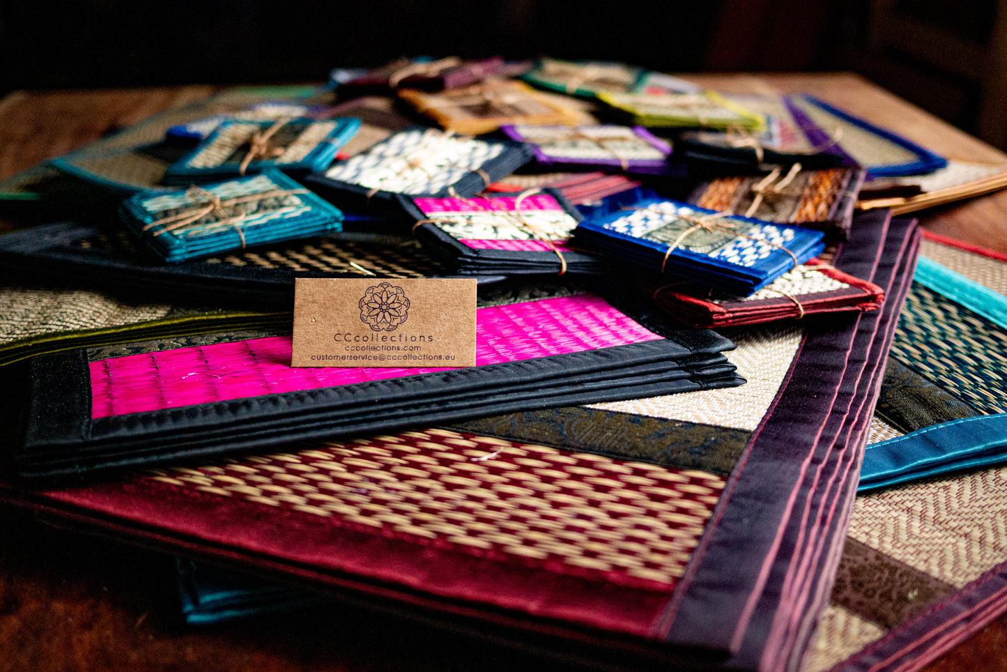 Eco-Friendly Hand-Woven Wicker Reed Thai Style Placemats and Coasters