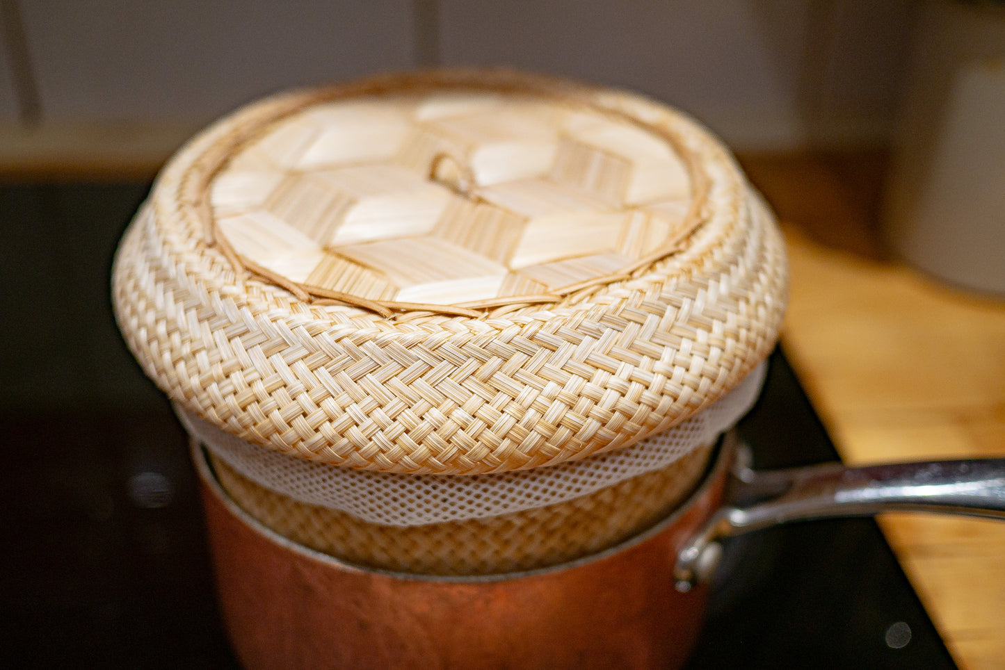 CCcollections Traditional Handmade Bamboo Sticky Rice Basket - Eco-Friendly Serving Basket for Rice