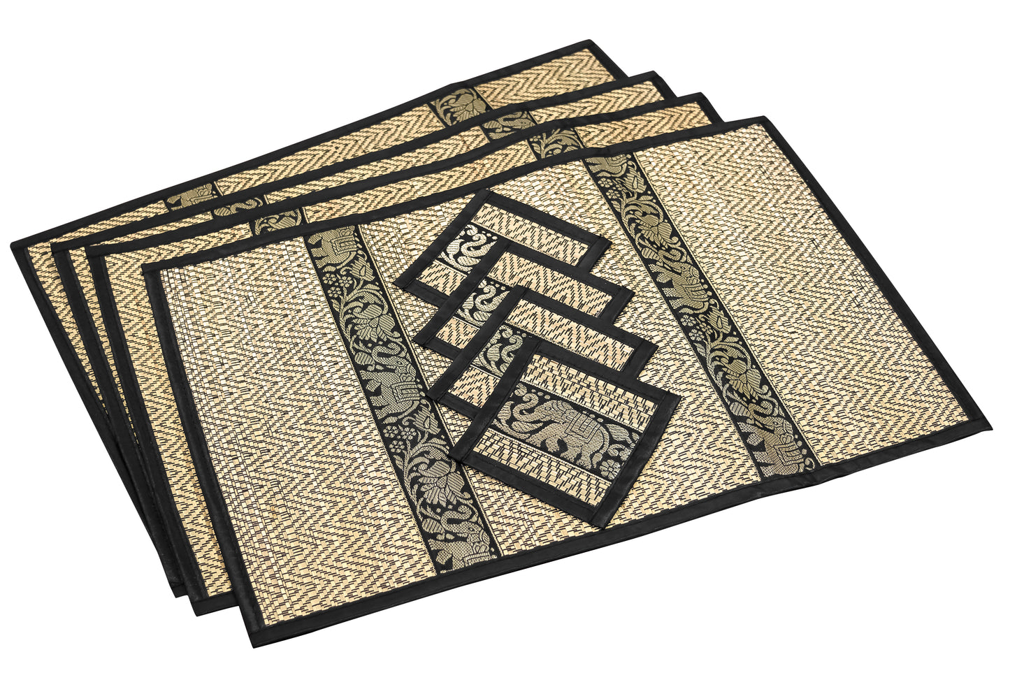 Eco-Friendly Hand-Woven Wicker Reed Thai Style Placemats and Coasters