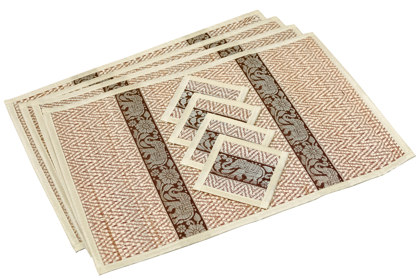 Eco-Friendly Hand-Woven Wicker Reed Thai Style Placemats and Coasters