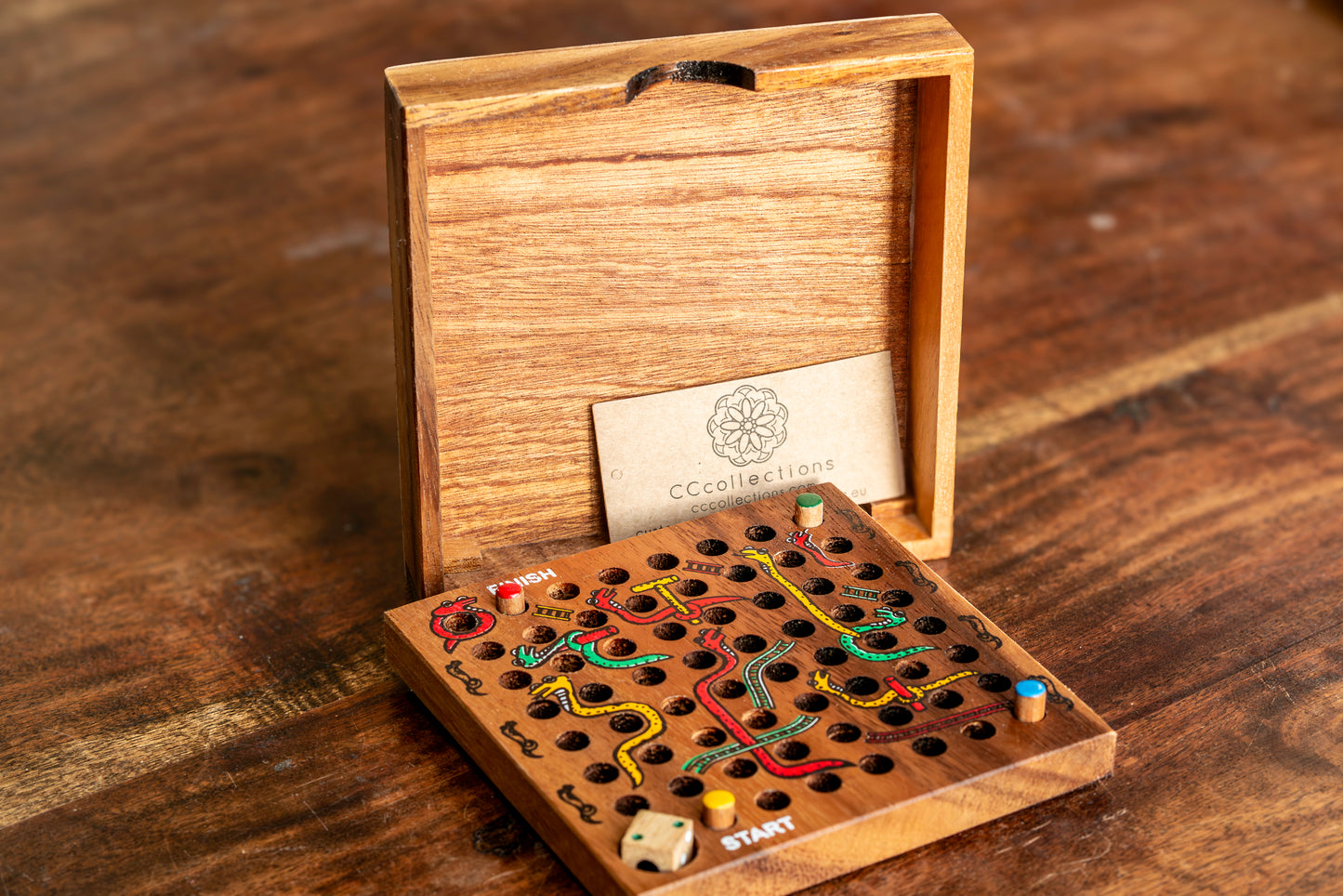 Handmade Wooden Toy: Small Snakes and Ladders Board (14cm) – Classic Family Game & Stocking Stuffer