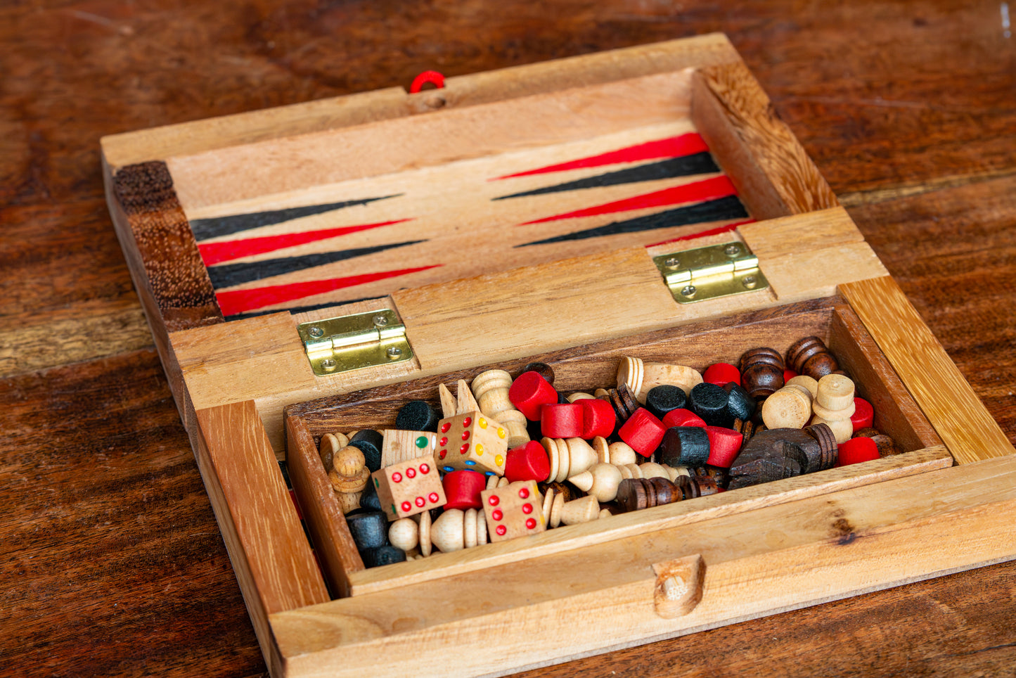 Handcrafted Wooden Game Set 3-in-1 Chess, Backgammon, Checkers Set - Elegant Marquetry