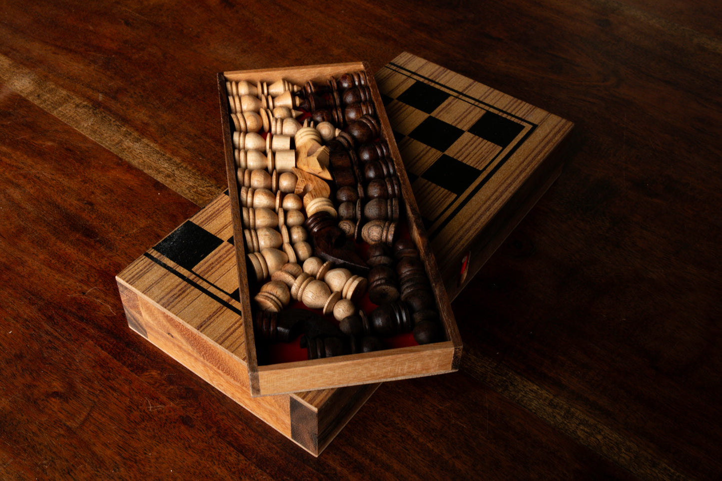 Handcrafted Wooden Game Set 3-in-1 Chess, Backgammon, Checkers Set - Elegant Marquetry
