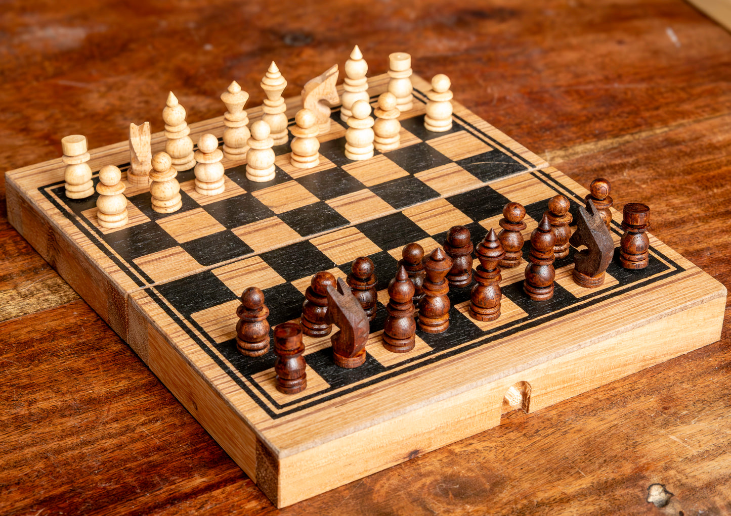 Handcrafted Wooden Game Set 3-in-1 Chess, Backgammon, Checkers Set - Elegant Marquetry