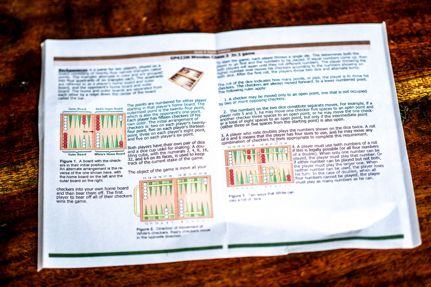 Handcrafted Wooden Game Set 3-in-1 Chess, Backgammon, Checkers Set - Elegant Marquetry