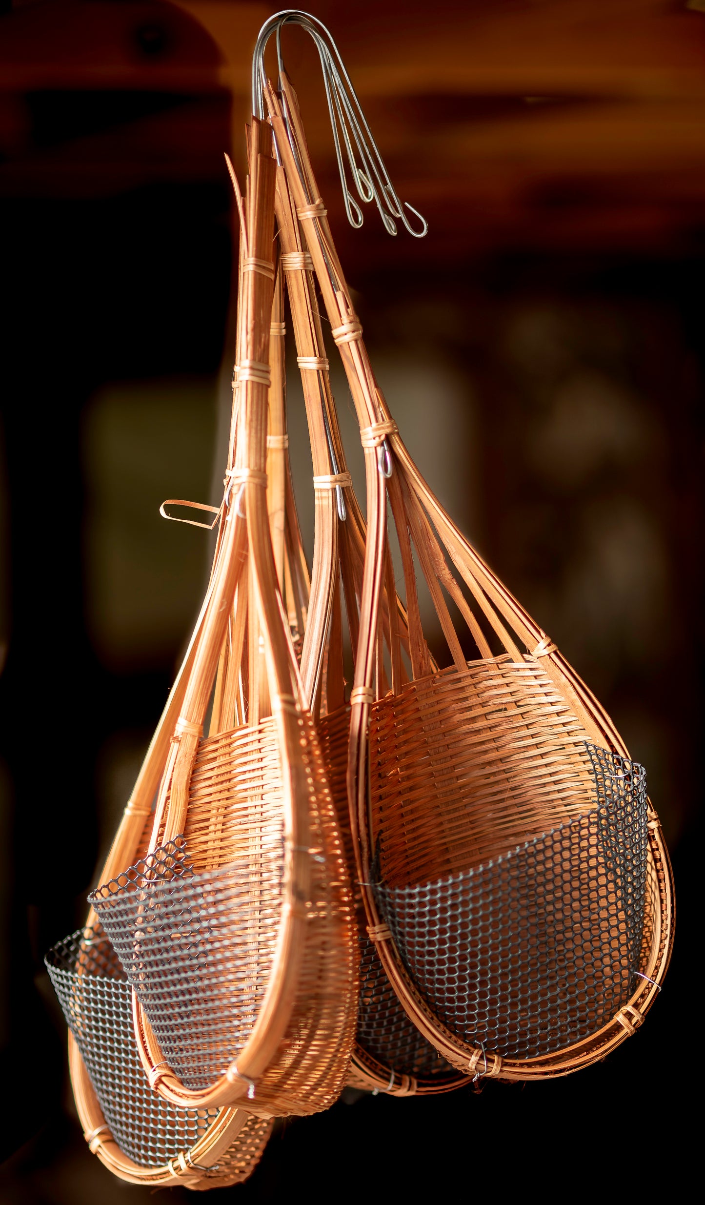 CCcollections Traditional Handcrafted Bamboo Orchid & Air Plant Baskets | Soil-Less Hanging Planters for Vigorous Growth