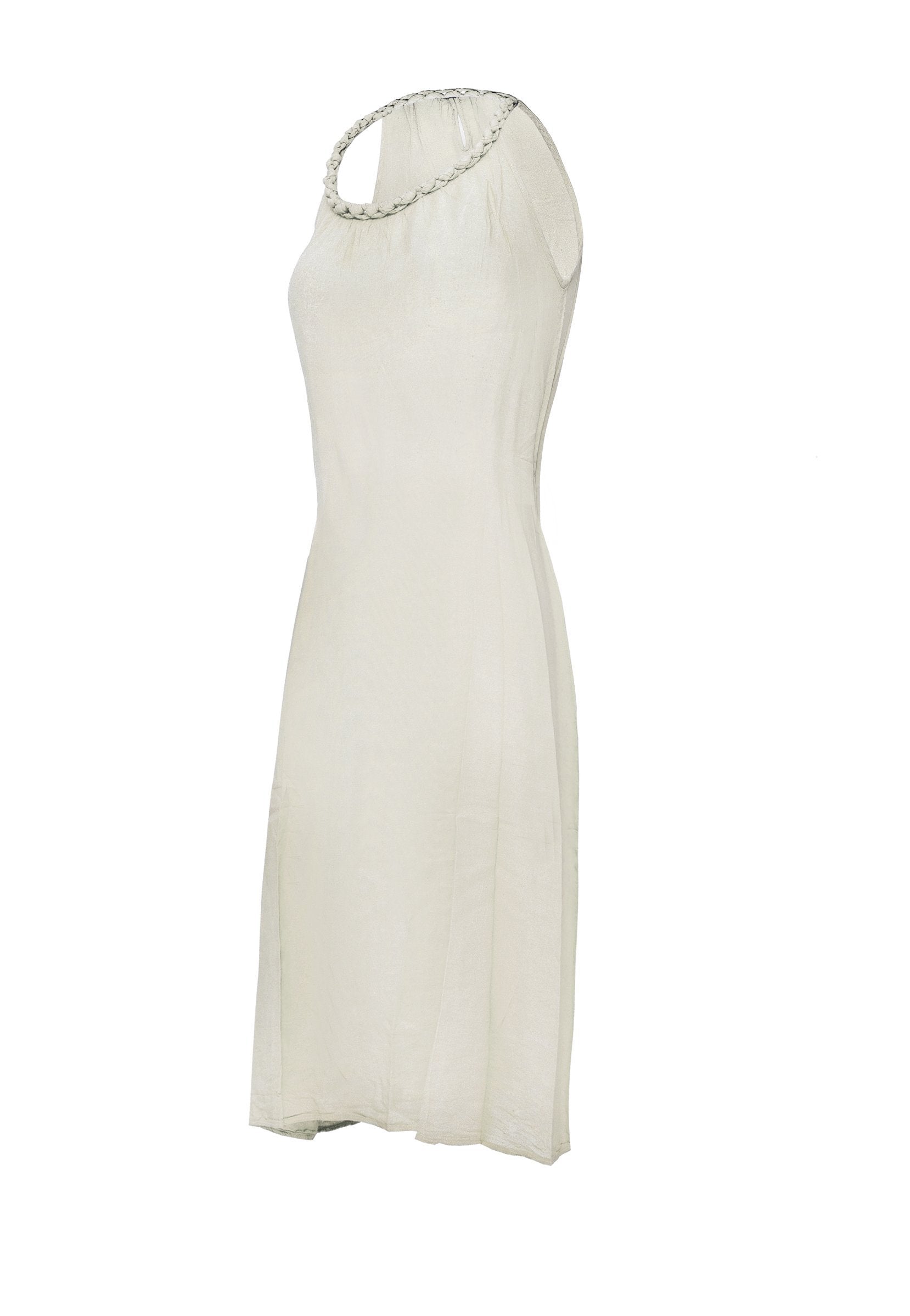 Pure Luxury Natural Cotton Mid-Length Dress with Plait Straps CCcollections - CCCollections