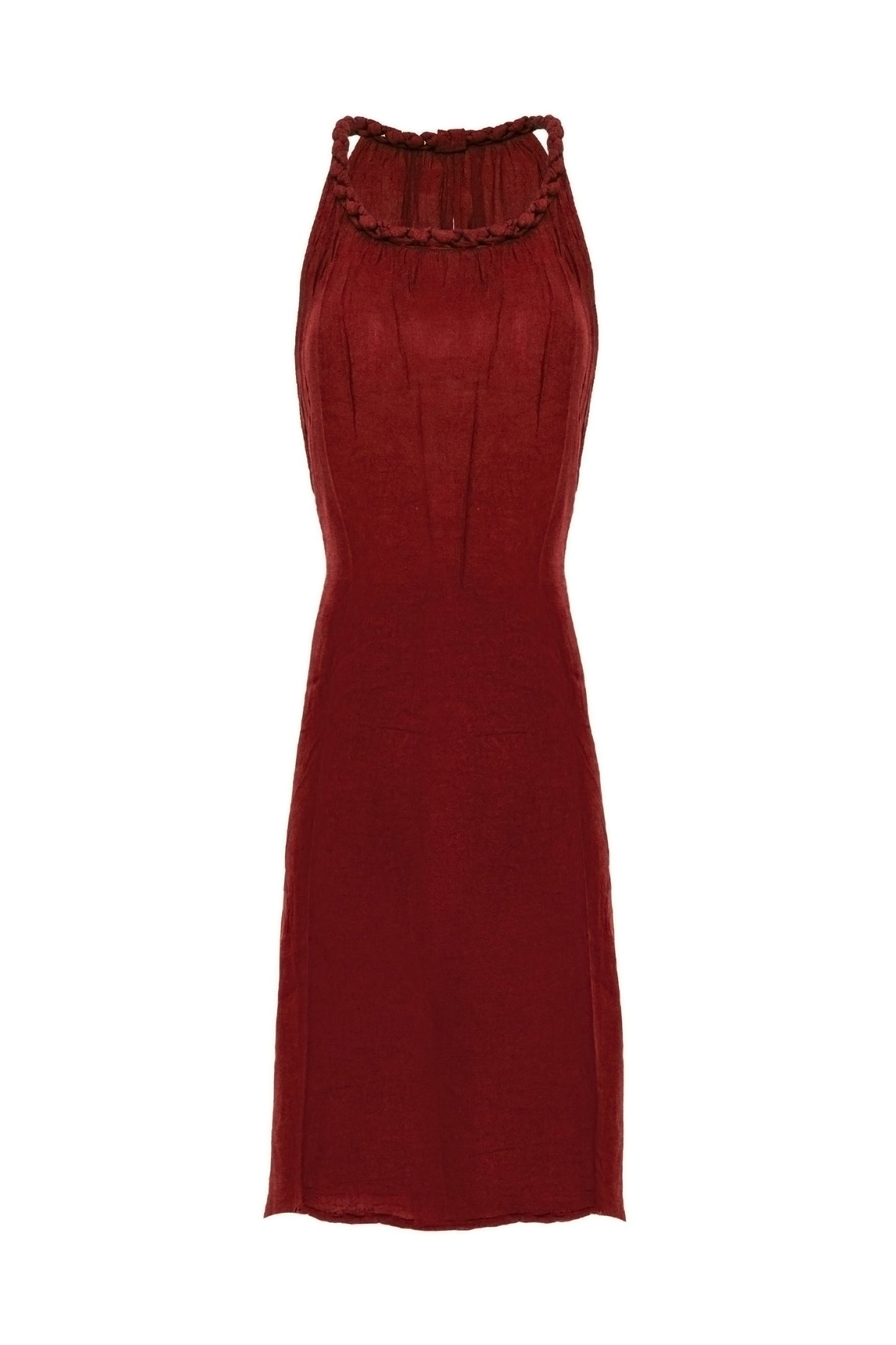 Pure Luxury Natural Cotton Mid-Length Dress with Plait Straps CCcollections - CCCollections