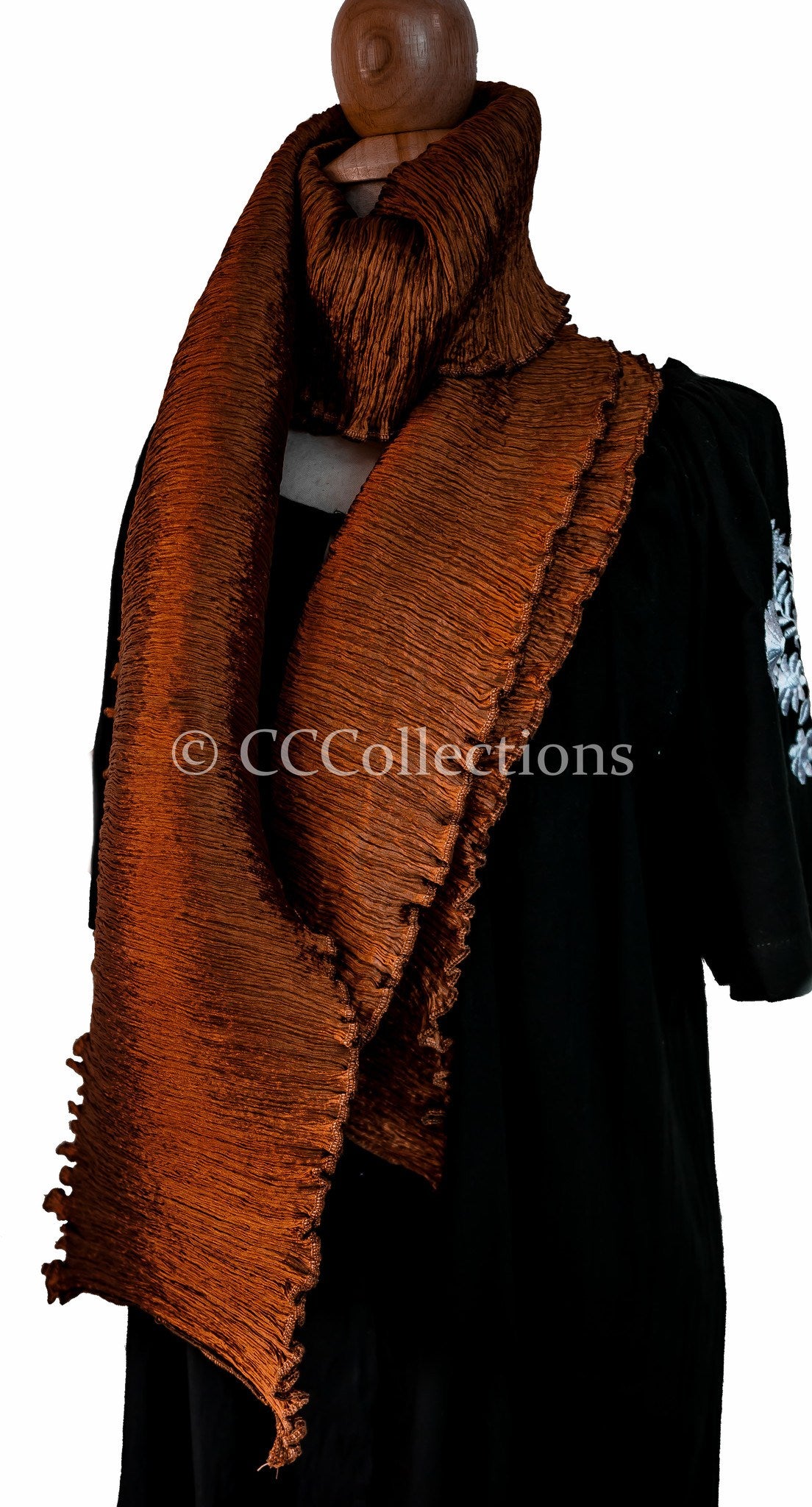 Pure Silk Pleated Scarf - CCCollections