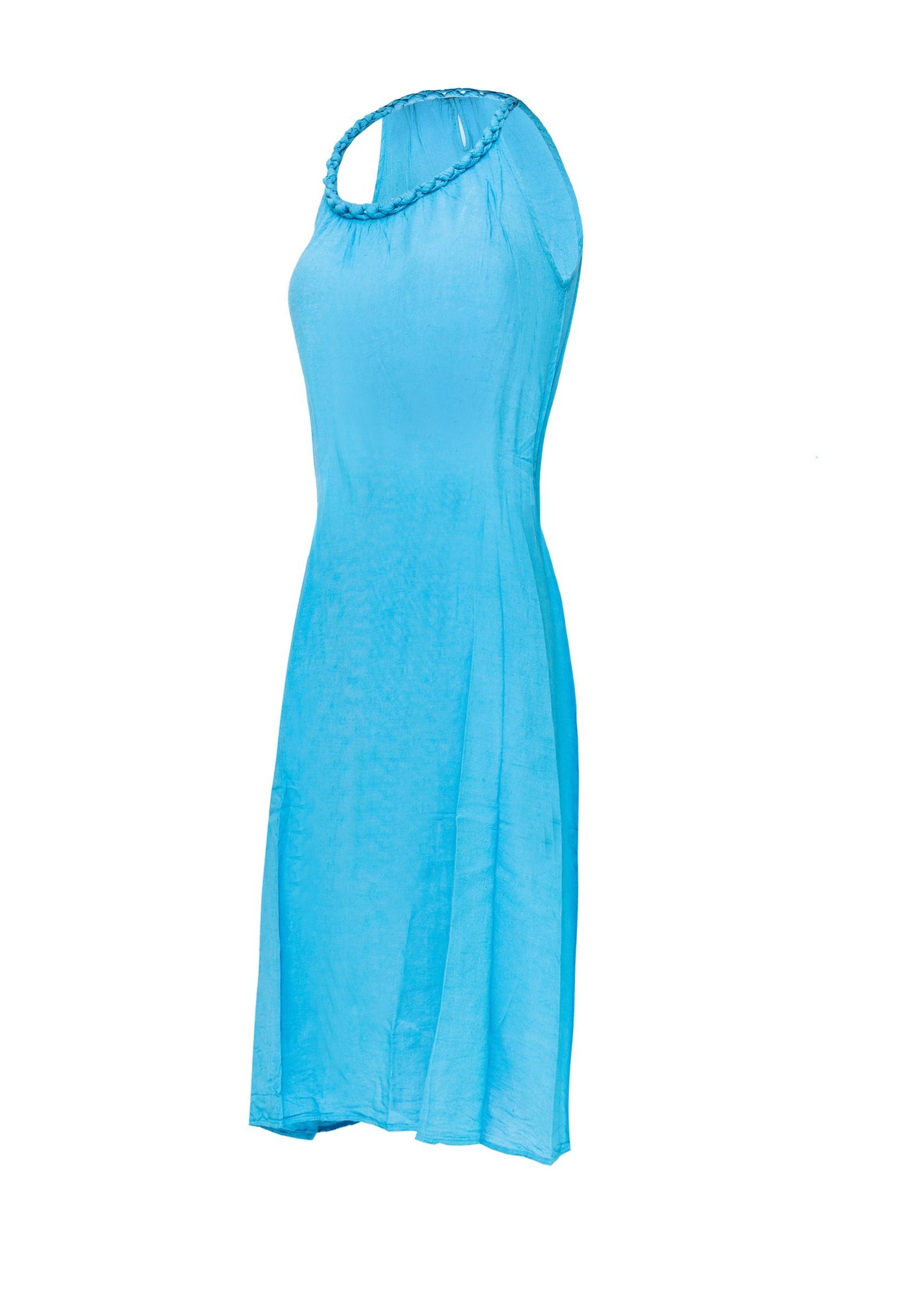 Pure Luxury Natural Cotton Mid-Length Dress with Plait Straps CCcollections - CCCollections