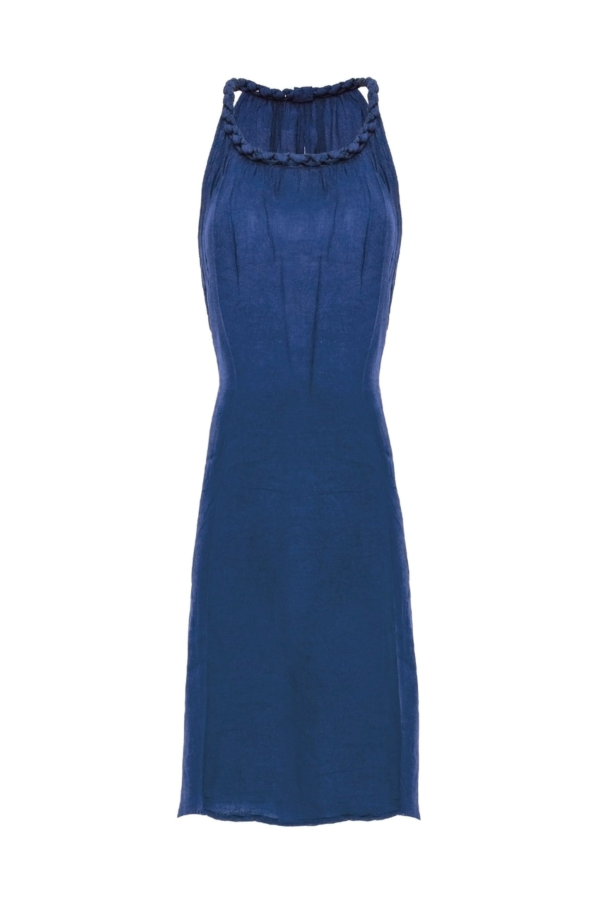Pure Luxury Natural Cotton Mid-Length Dress with Plait Straps CCcollections - CCCollections