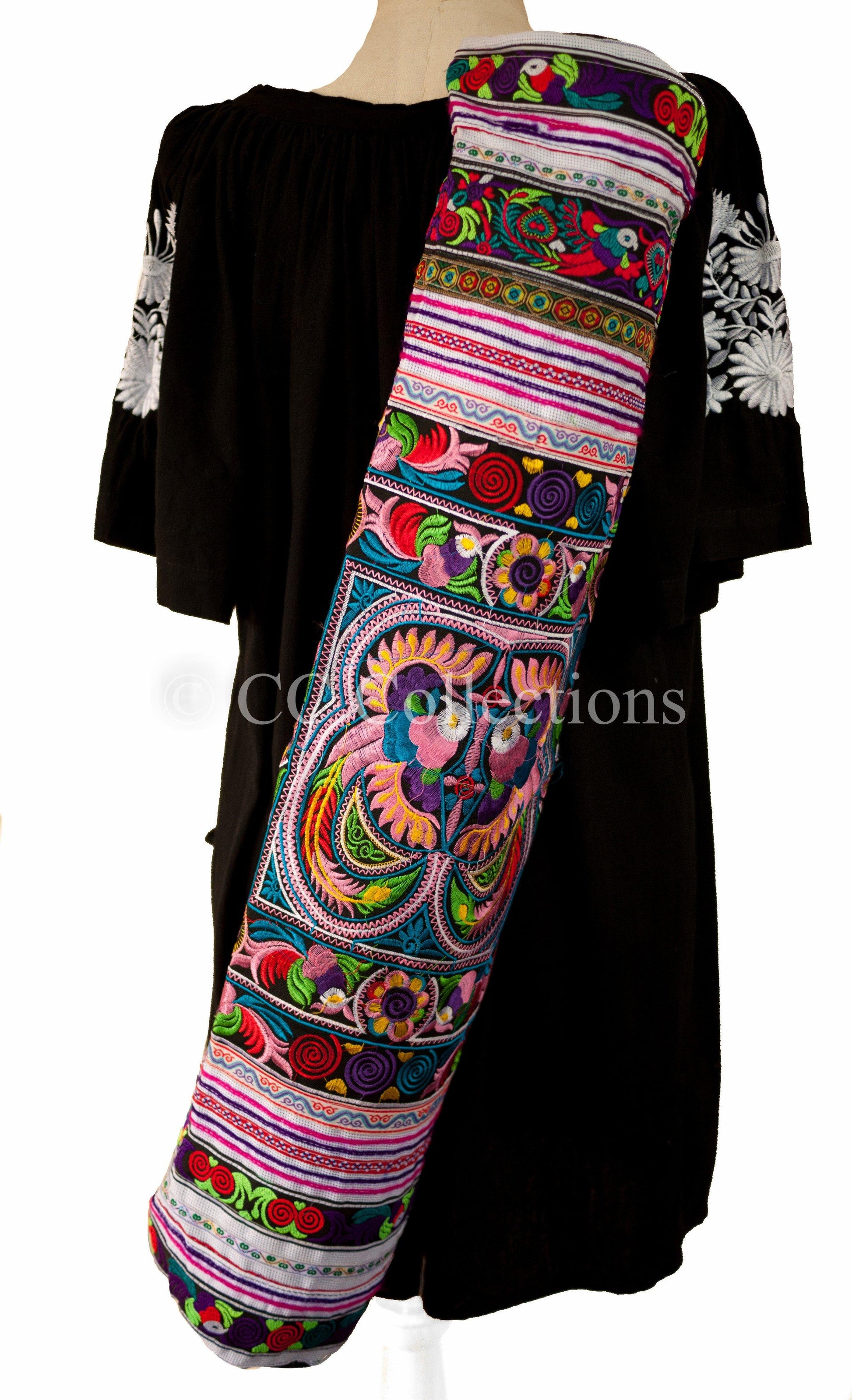 Bohemian Yoga Mat Bag Carrier Embroidered Hill tribe ethnic A - CCCollections