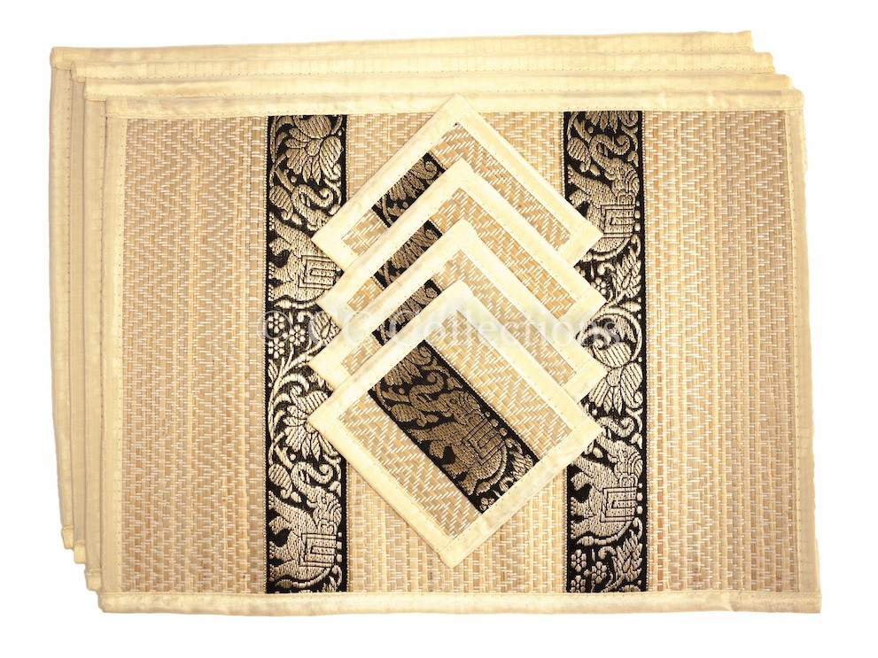 Eco-Friendly Hand-Woven Wicker Reed Thai Style Placemats and Coasters - CCCollections