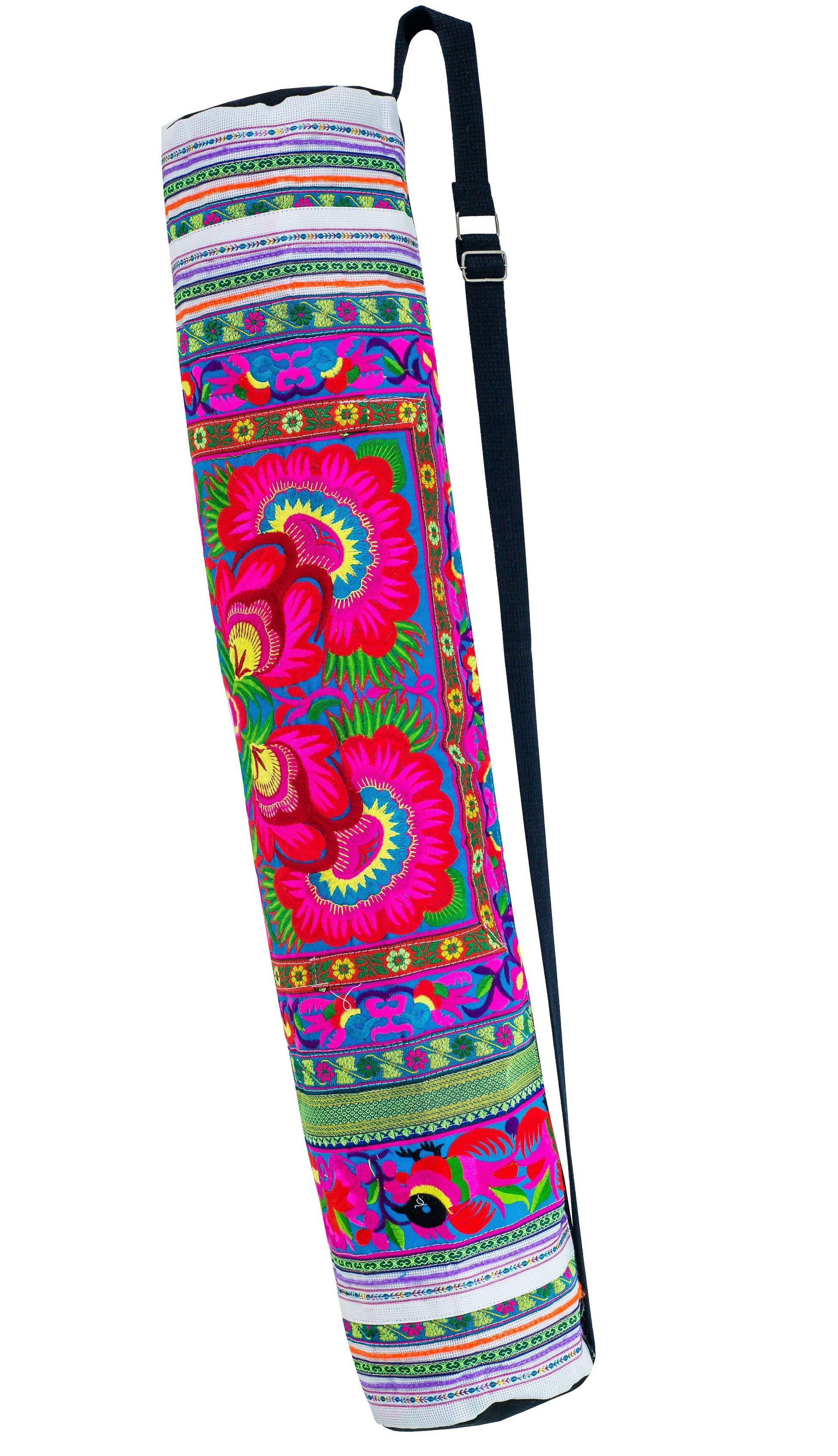 Bohemian Yoga Mat Bag Carrier Embroidered Hill tribe ethnic D - CCCollections