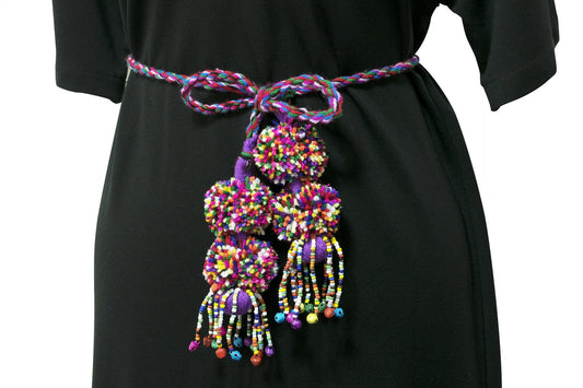 Tribal Colourful Pom Pom Rope hand made Belt - CCCollections
