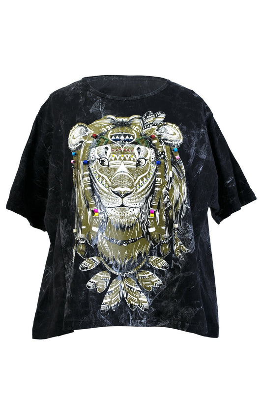 T-Shirt Animal Printed Embroidery Dye cotton - CCCollections