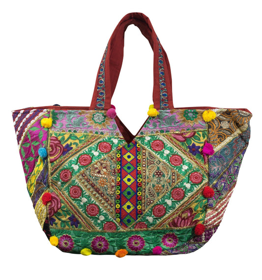 Stylish Ethnic Indian style Embroidered Mirror Bag Shoulder Strap - CCCollections