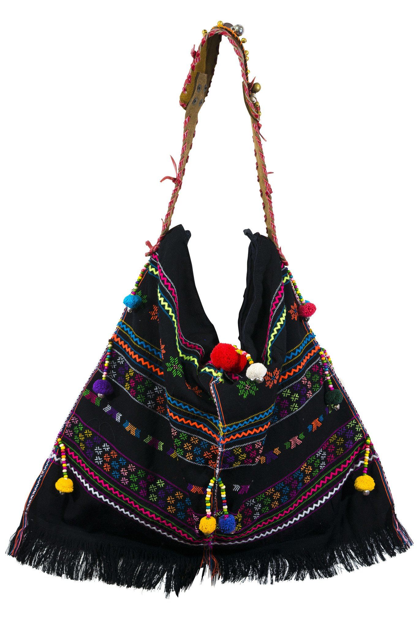 Unique Tailored Hmong Hill Tribe Leather Shoulder Strap bag - CCCollections