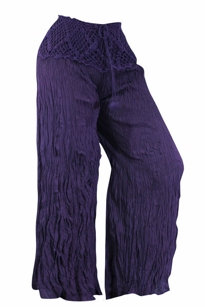Cotton Palazzo Flare with Crochet Waist Trouser - CCCollections