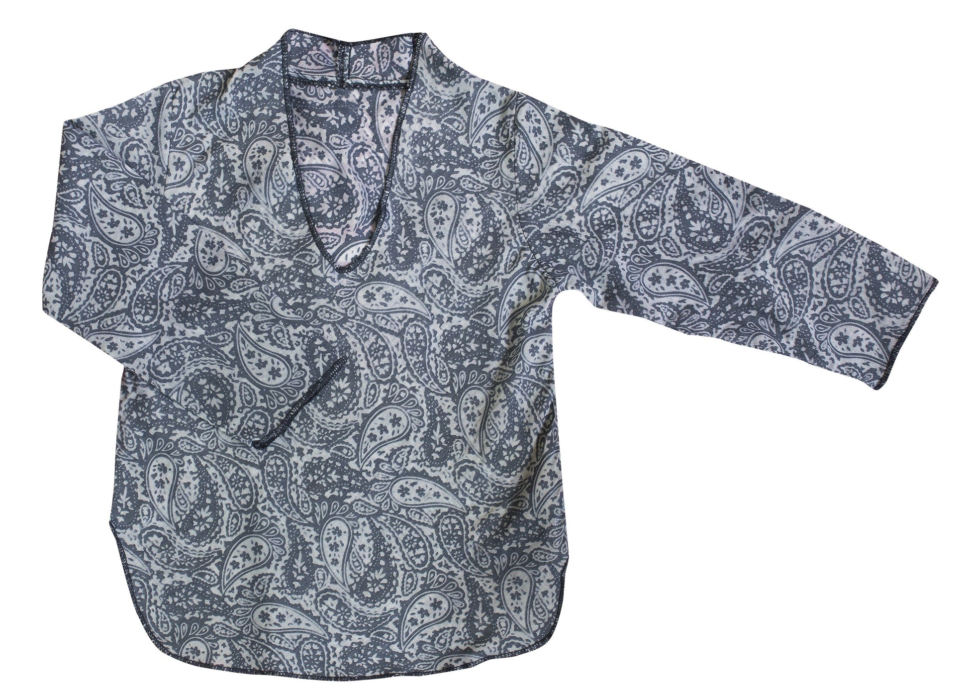 Kids Boy Girl Unisex Cotton Shirt Top V Neck 3/4 sleeve S Paisley - CCCollections