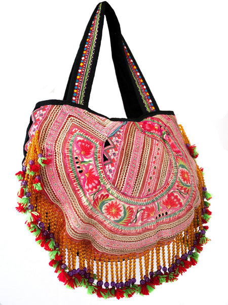 Handmade Hill Tribe Bags with bead work (NS-Shoulder - Embroidery One Side) - CCCollections