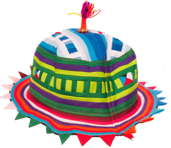 Traditional Hill Tribe Festival Hat - Fedora or Cone shaped handmade Hill Tribe colours - CCCollections