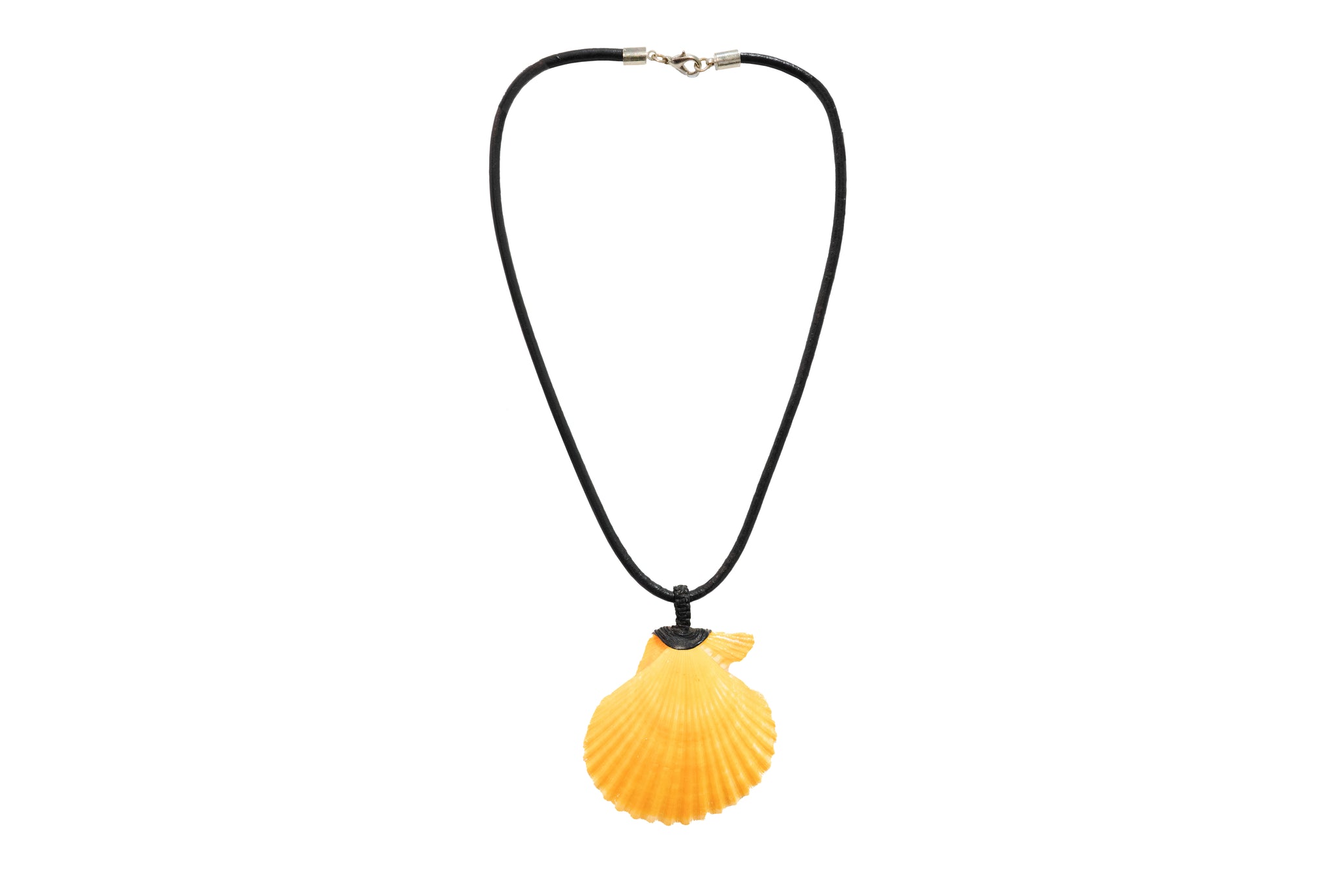 Leather Cord Necklace With Natural Shell Pendant - CCCollections