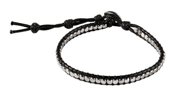 Leather rope Bracelet - Braided With Silver  (djustable) - CCCollections