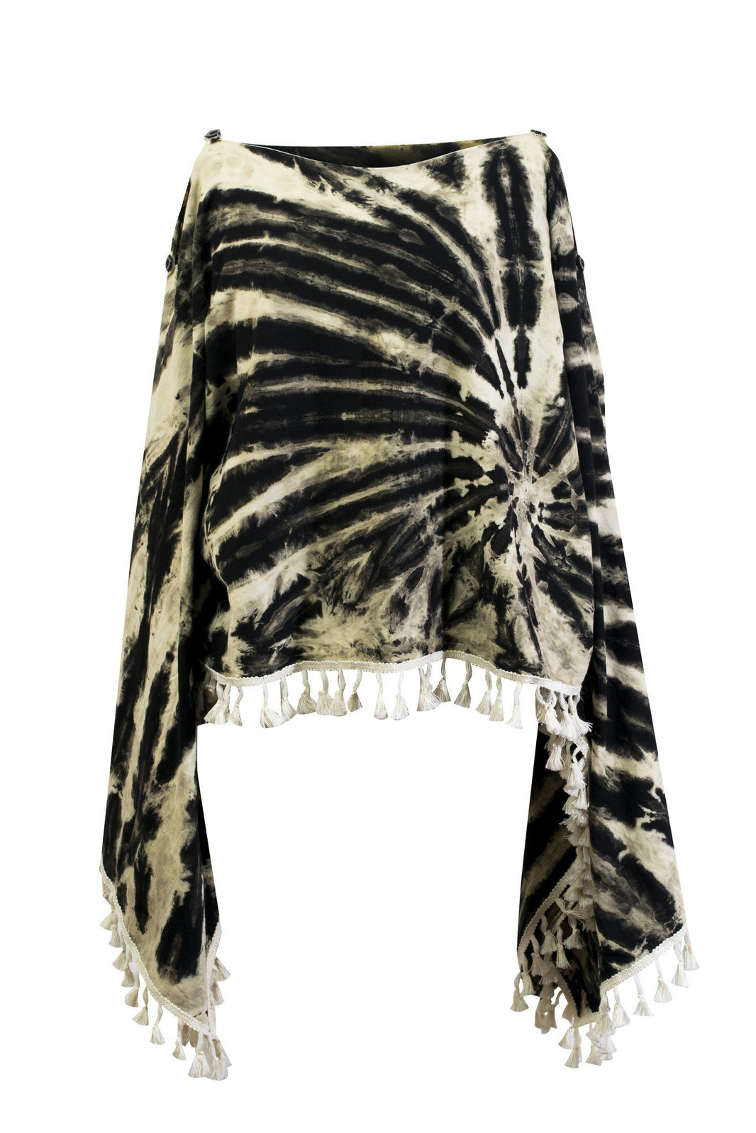 Black High-End Wool Tie-Dye Party Cape Shawl for Women