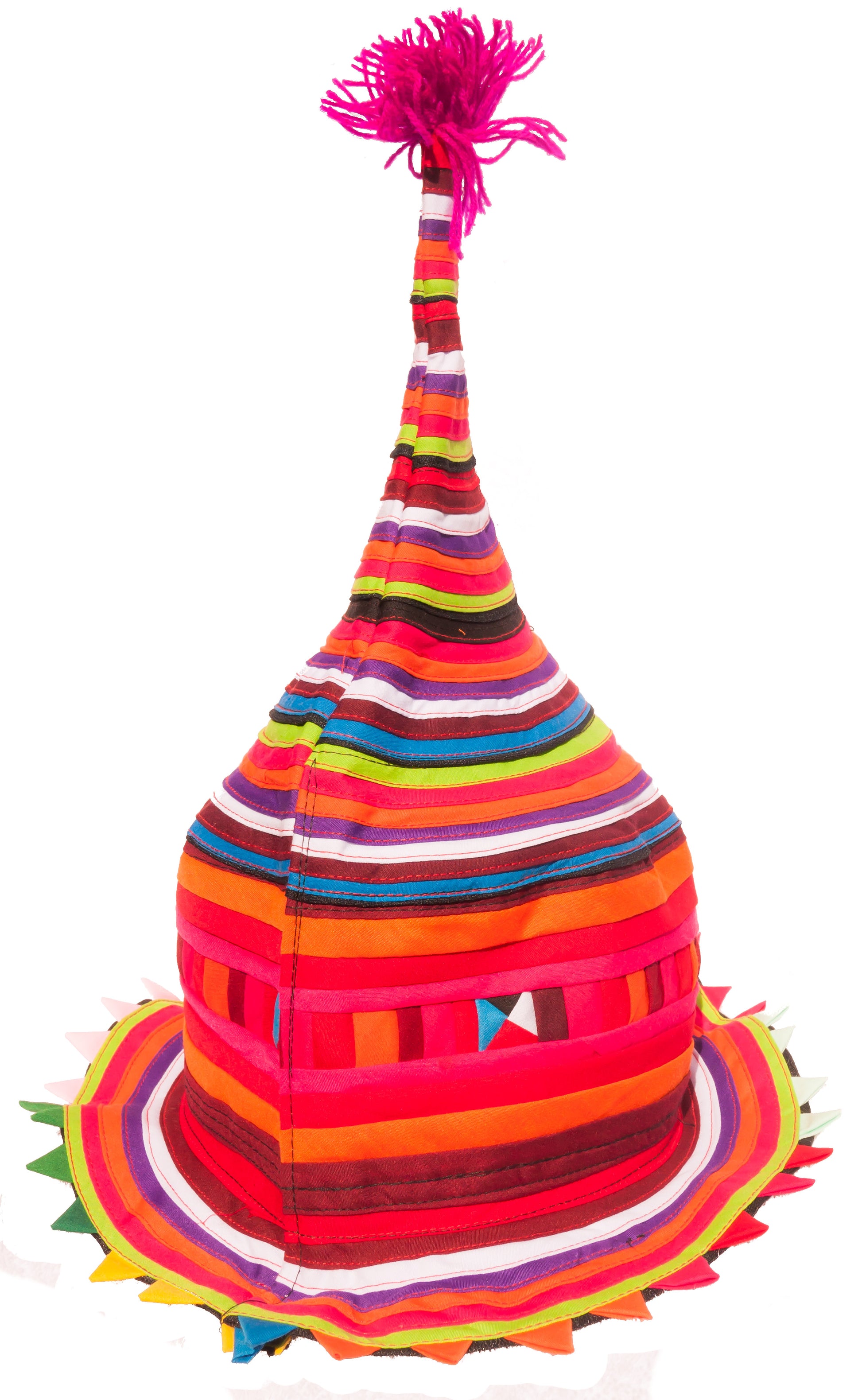 Traditional Hill Tribe Festival Hat - Cone shaped handmade Hill Tribe colours - CCcollections